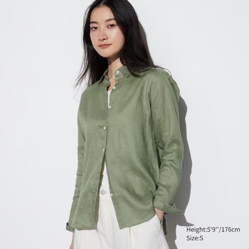 Uniqlo Olive Button-Up Shirt